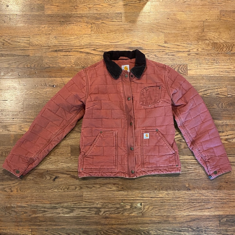 RARE Vintage Carhartt Womens Jacket Small Lined Quilted Sandstone Brick Red - Picture 8 of 9